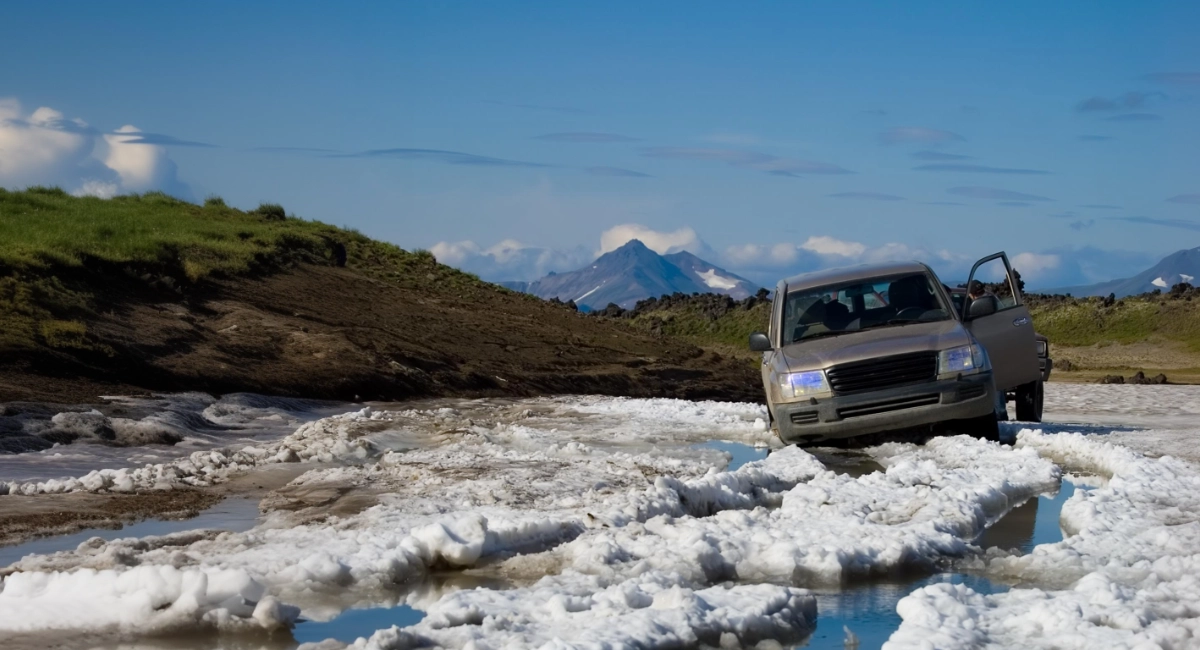 A car stuck in snow