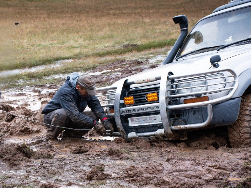 A car stuck in mud
